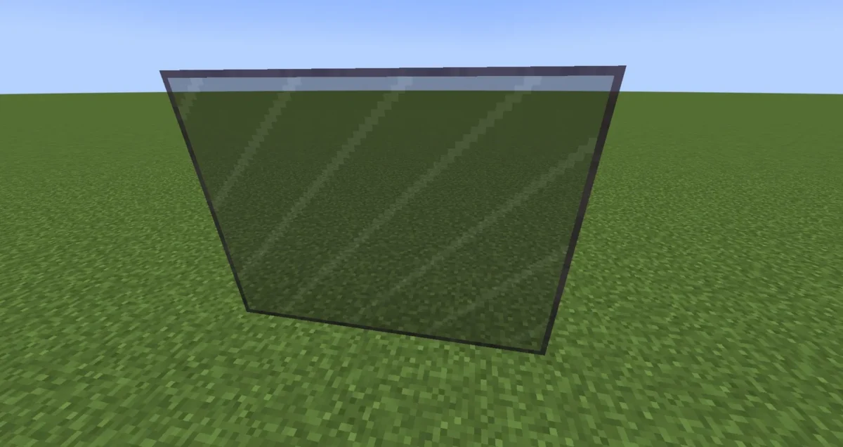 Grande surface de verre teinté Minecraft conservant un contour extérieur avec le pack de textures connectées