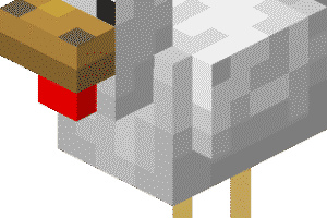Poule Minecraft : nourriture, reproduction, œufs et variantes Poule tempérée de Minecraft au plumage blanc, au bec jaune et au barbillon rouge