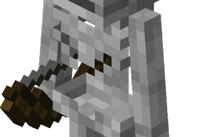 Squelette Minecraft : apparition, combat, butin et variantes Squelette classique de Minecraft tenant un arc, vu de trois quarts